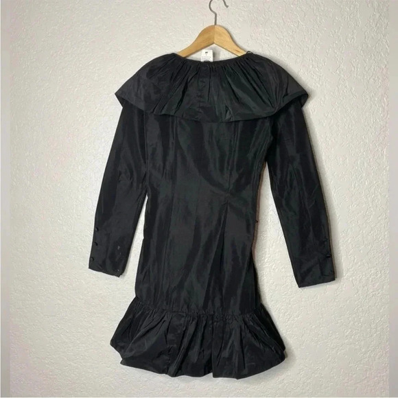 SANDRA MANSOUR X H&M Black Mini Ruffled Wrap Taffeta Dress Long Sleeve XXL - Picture 11 of 14